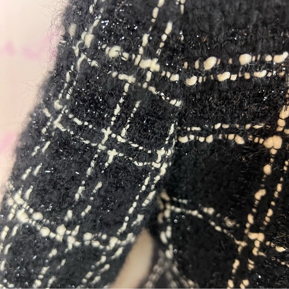 Albert Nipon Tweed Wool Blend Blazer Business Jacket Black White Sz 8 Vintage - Picture 4 of 11